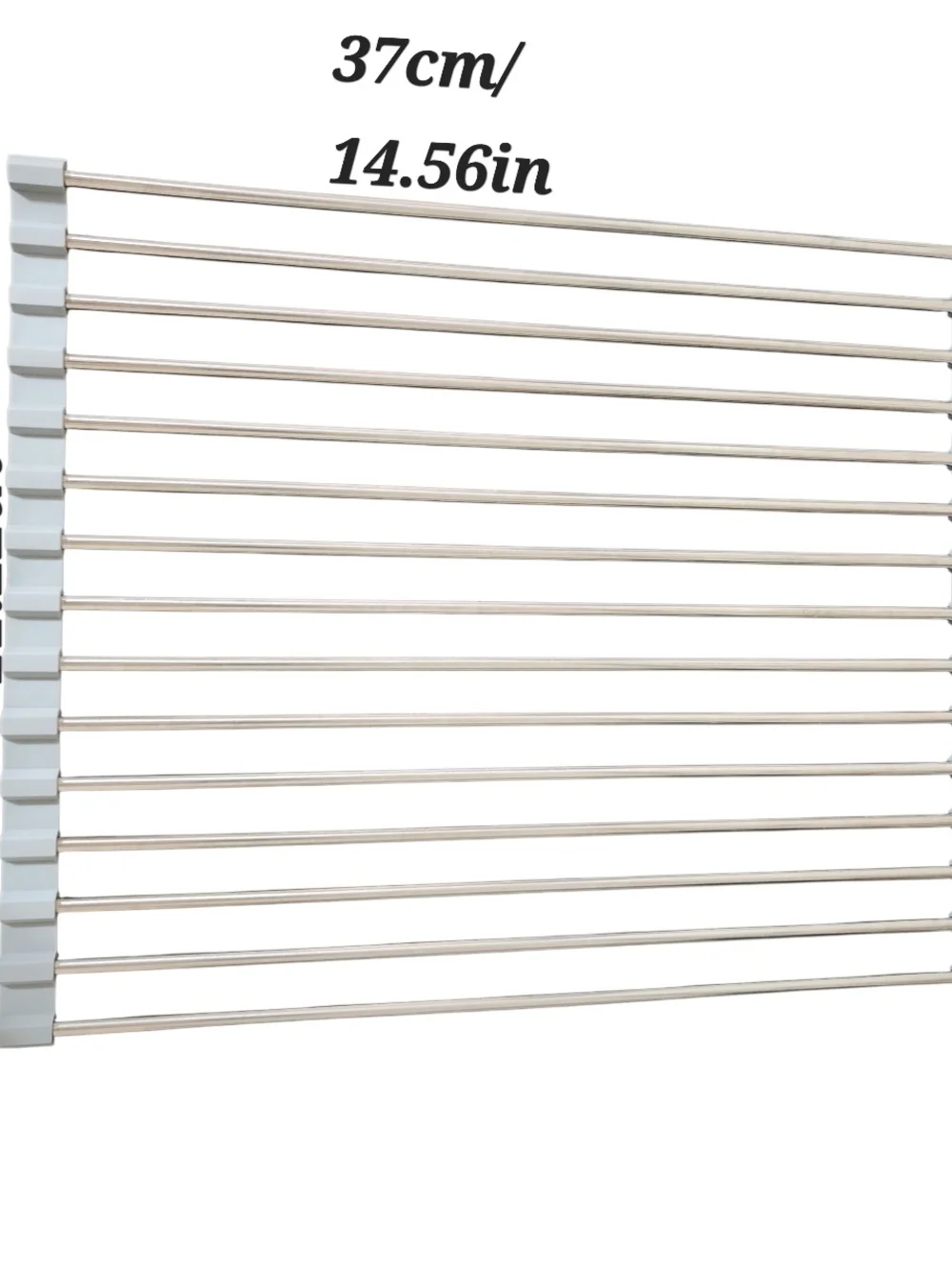 Over-the-Sink Roll-Up Drying Rack in White and Stainless